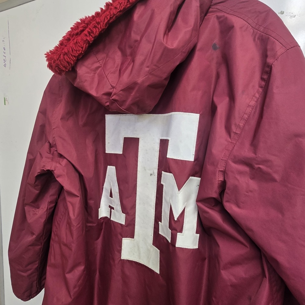 VTG TEXAS A&M Tru West Unisex Medium Fleece Lined‎ Trench Coat Outdoors College - Picture 2 of 15